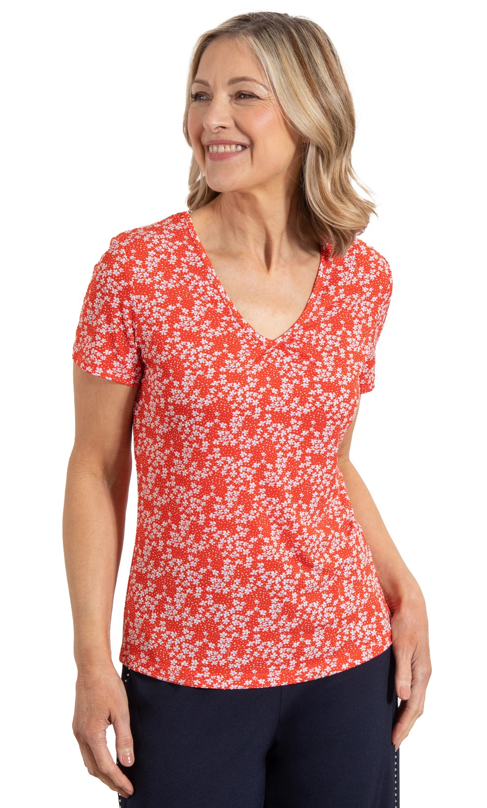 Anna Rose Dainty Floral Print Jersey Top