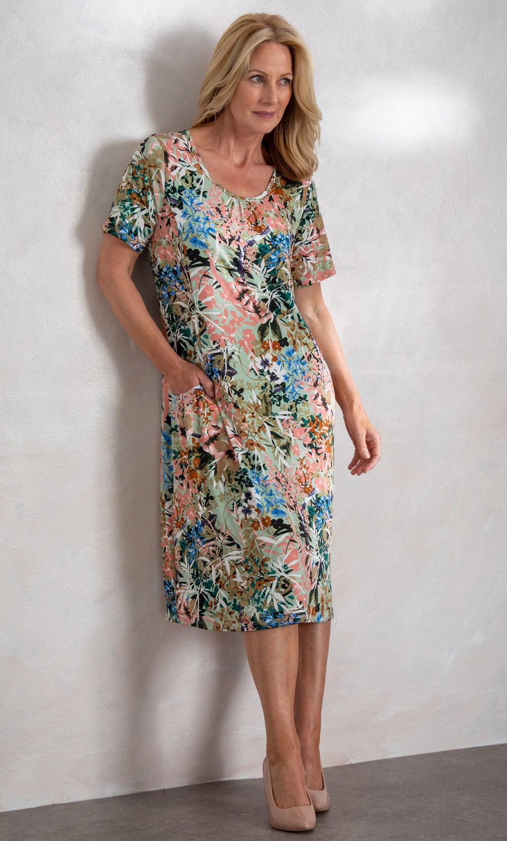 Anna Rose Botanical Print Jersey Dress