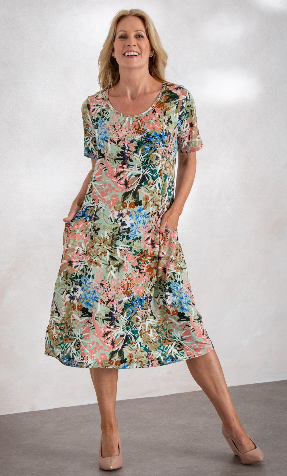 Anna Rose Botanical Print Jersey Dress