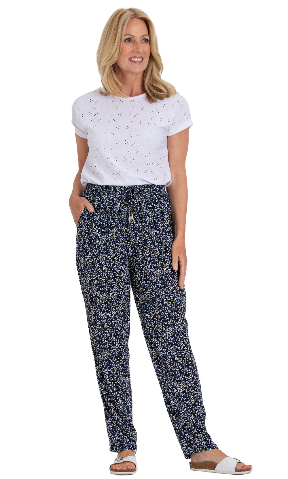 Anna Rose Printed Tapered Pull On Trousers