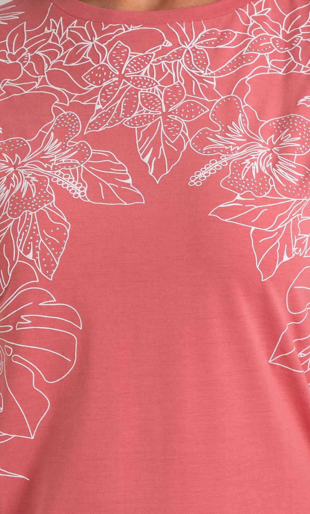Embellished Garden Print Jersey Top