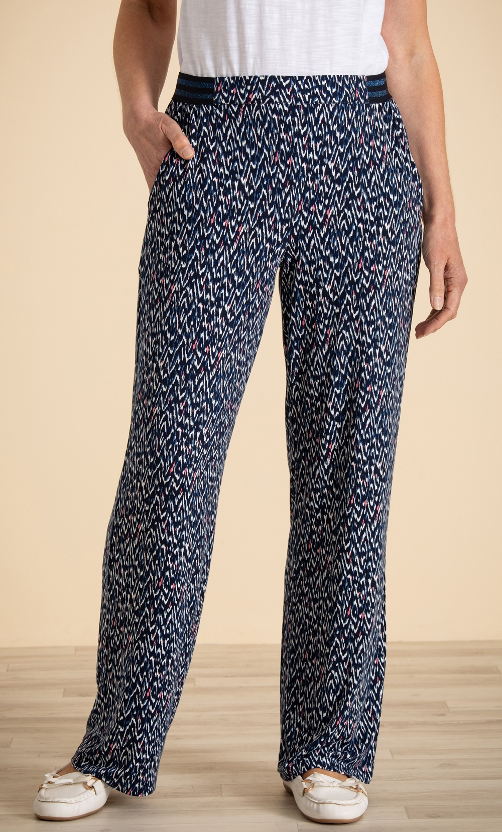 Anna Rose Wide Leg Printed Jersey Trousers