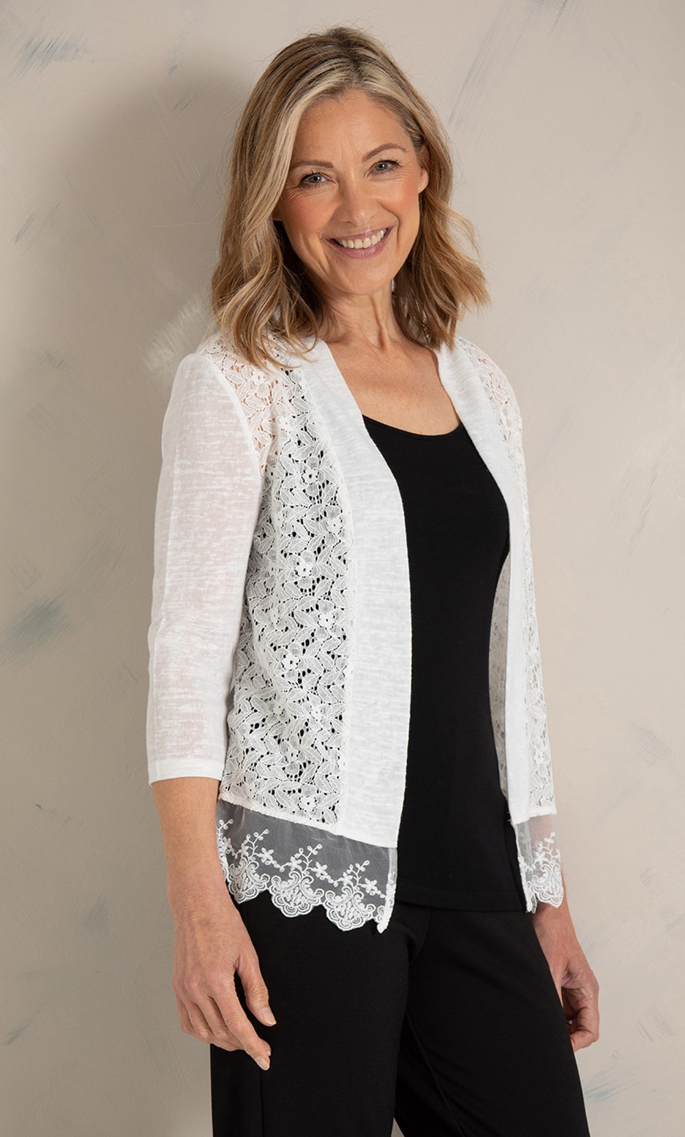 Anna Rose lace Trim Knit Cover Up