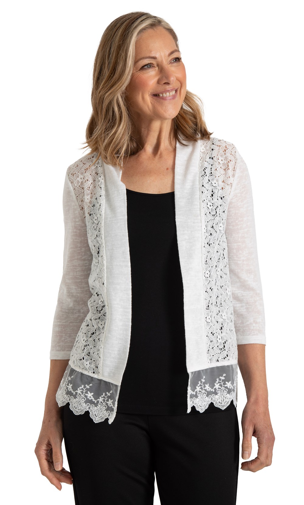 Anna Rose lace Trim Knit Cover Up