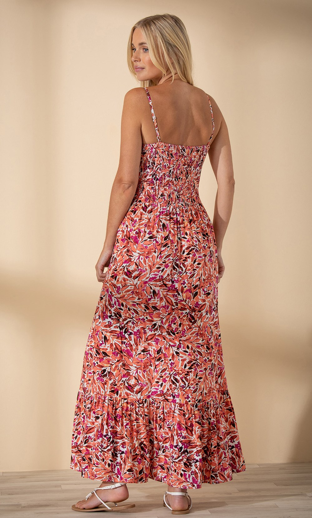 Floral Print Smocked Maxi Dress