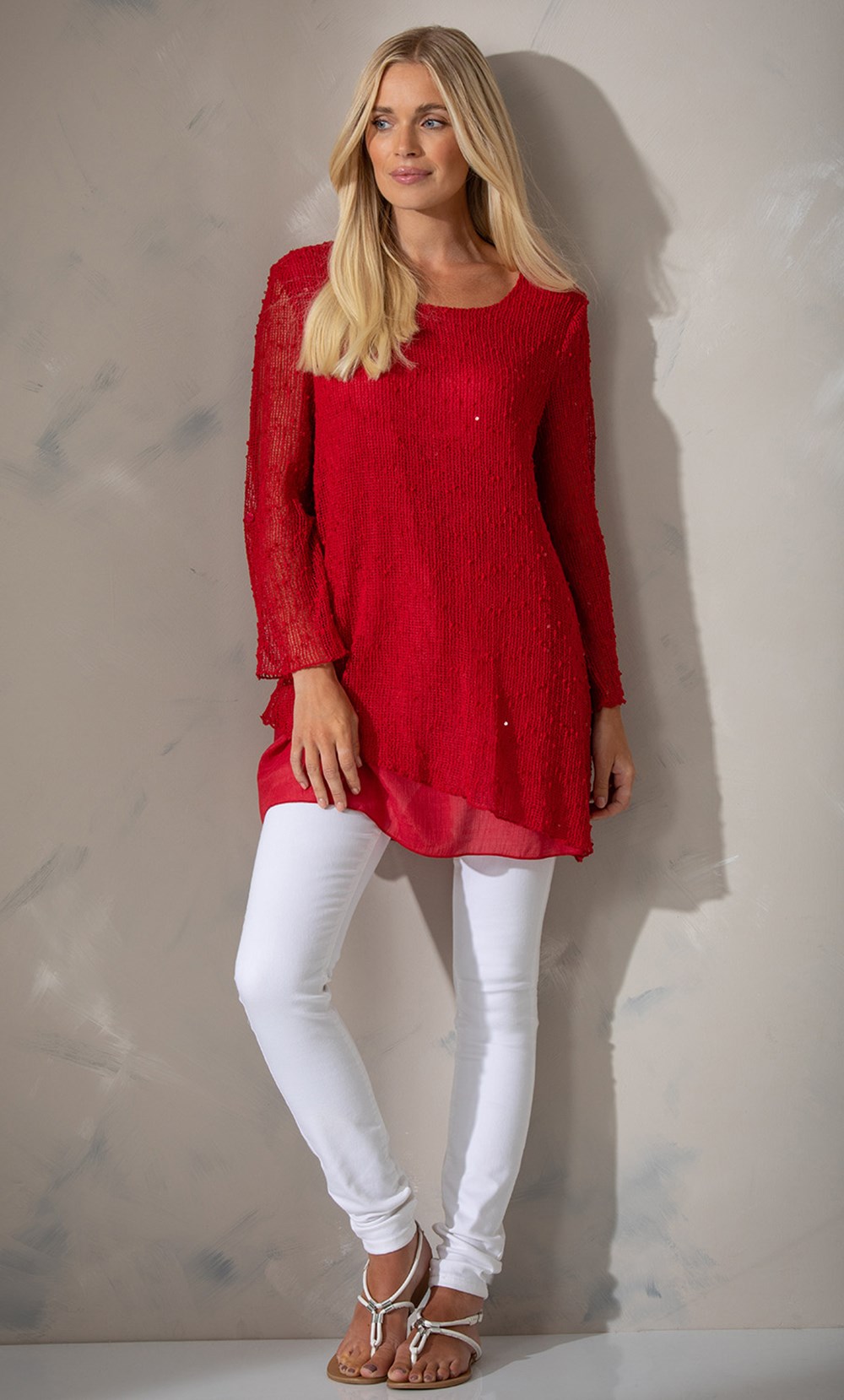 Embellished Layered Lace Tunic Top