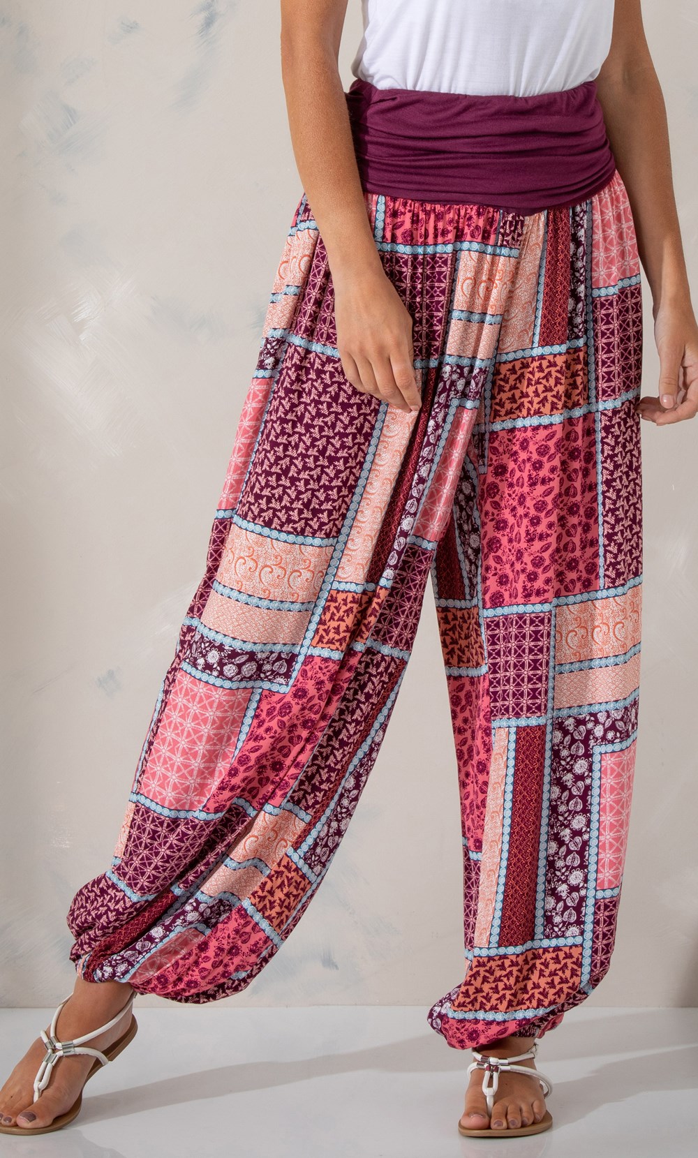 Patchwork Printed Harem Trousers