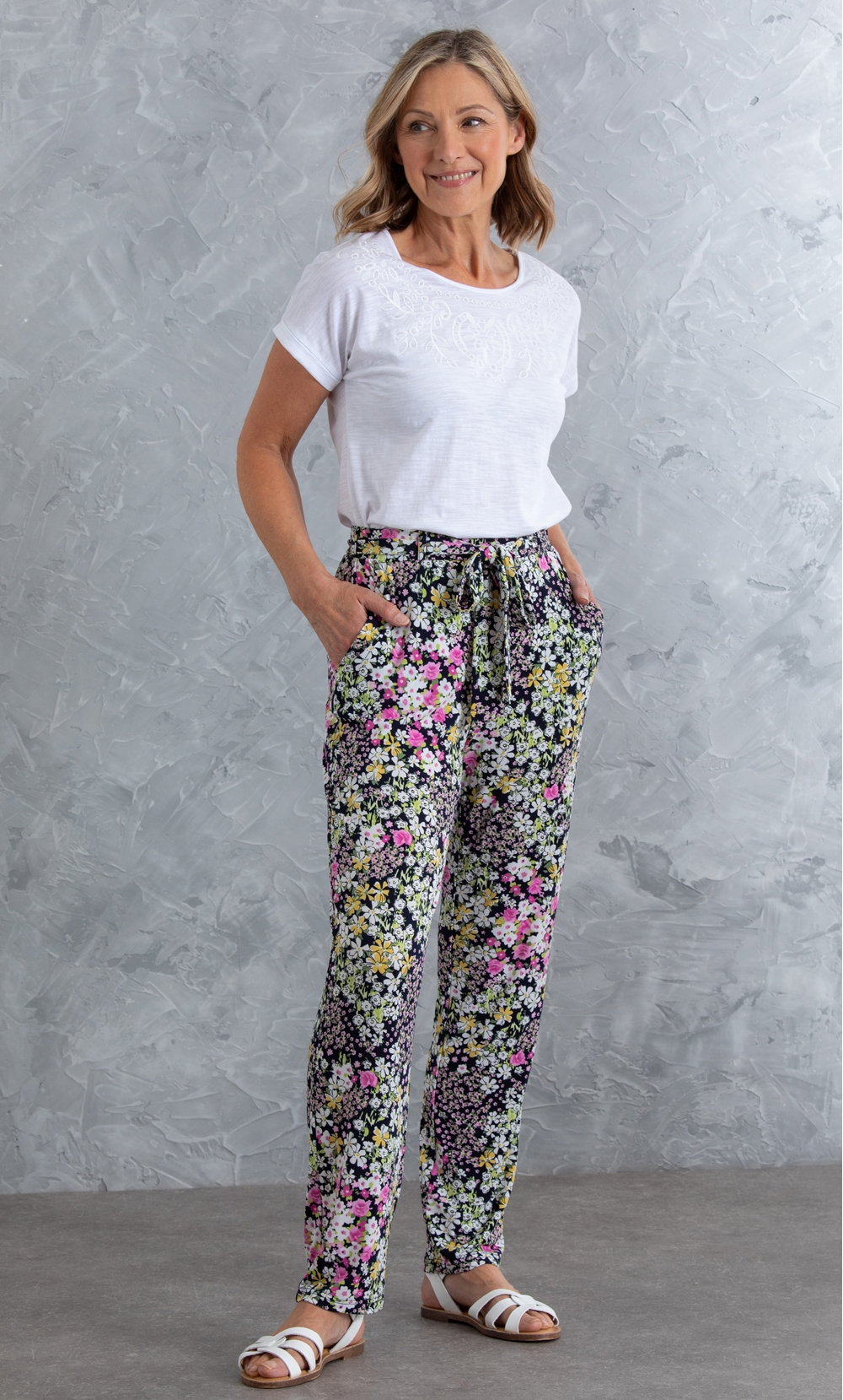 Anna Rose Floral Print Jersey Trouser