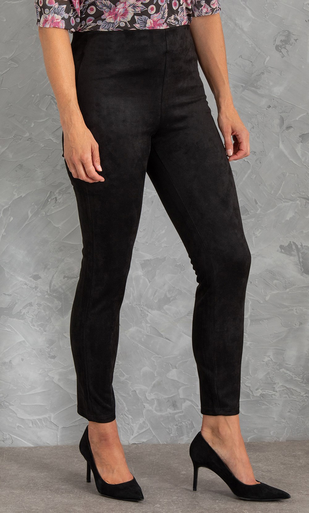 Slim Leg Stretch Suedette Trousers