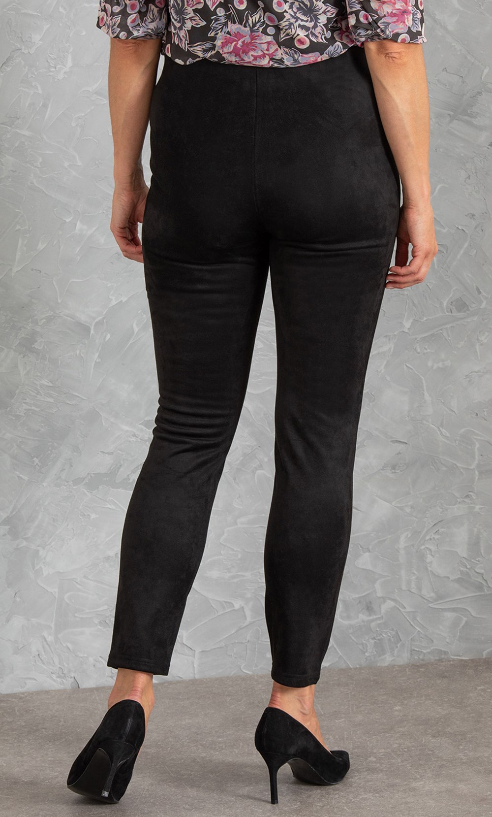 Slim Leg Stretch Suedette Trousers