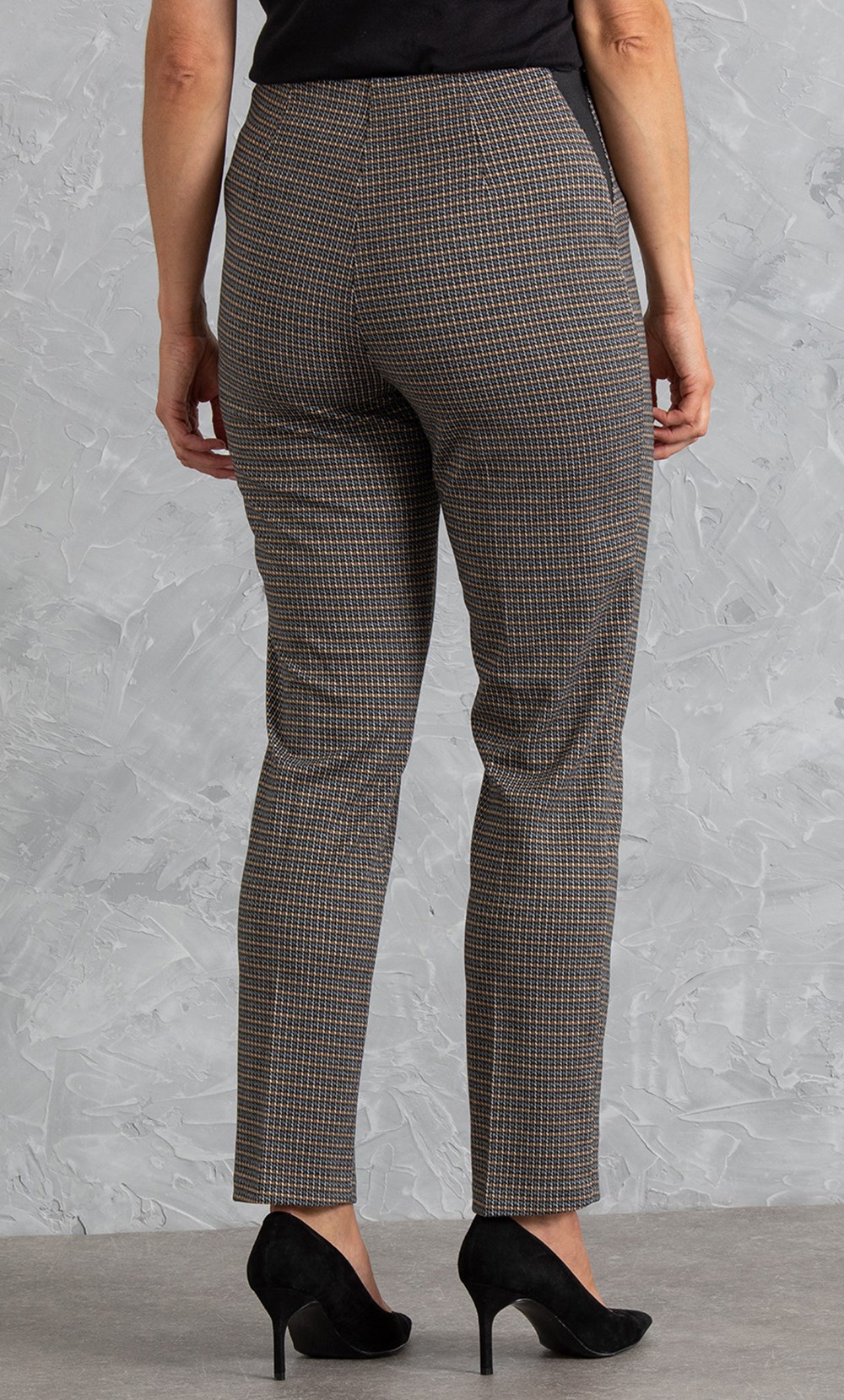 Slim Leg Houndstooth Pull On Trousers