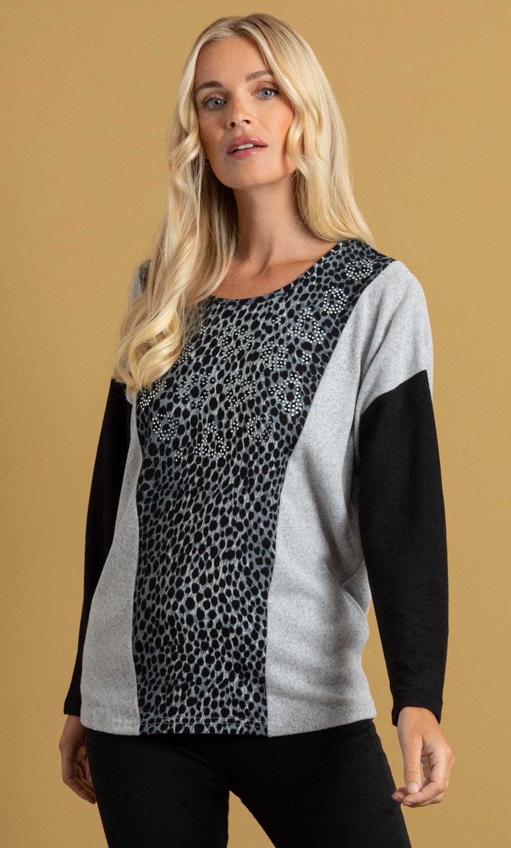 Embellished Batwing Knit Top