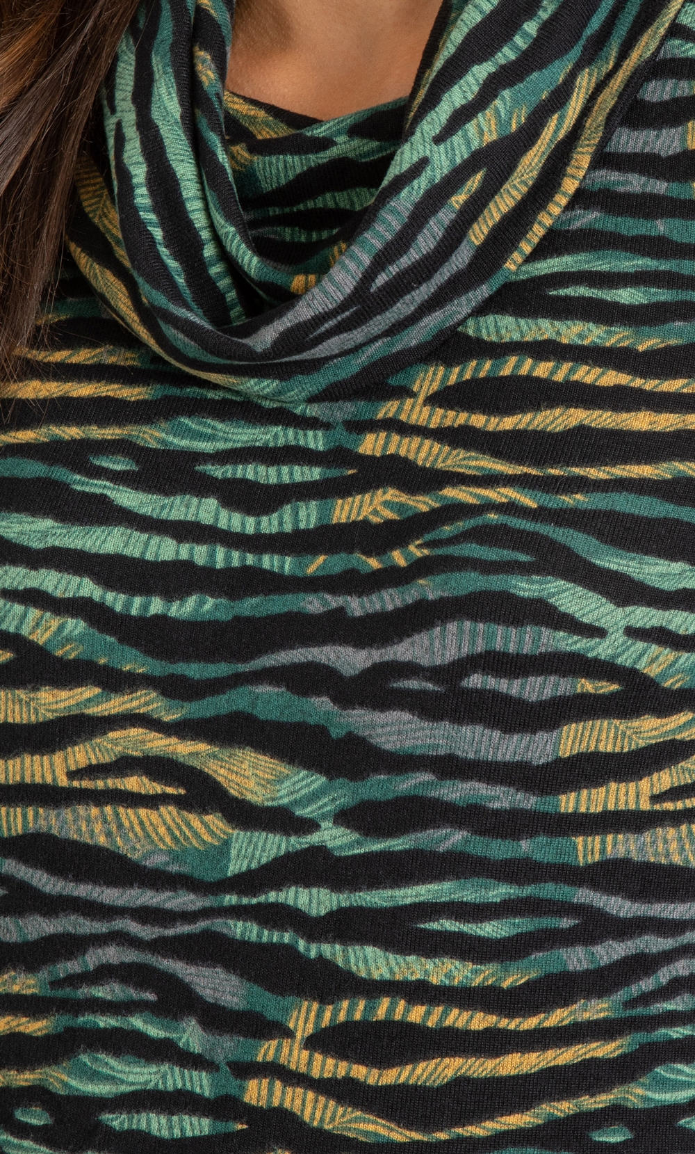 Animal Print Cowl Neck Knit Top