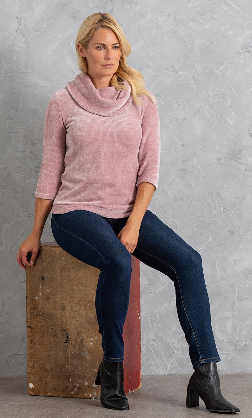 Chenille Cowl Neck Knit Top