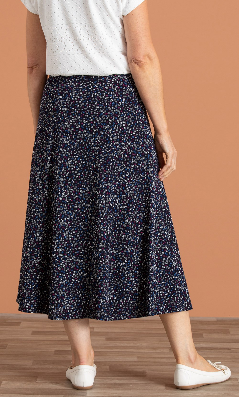 Anna Rose Spot Print Panelled Midi Skirt