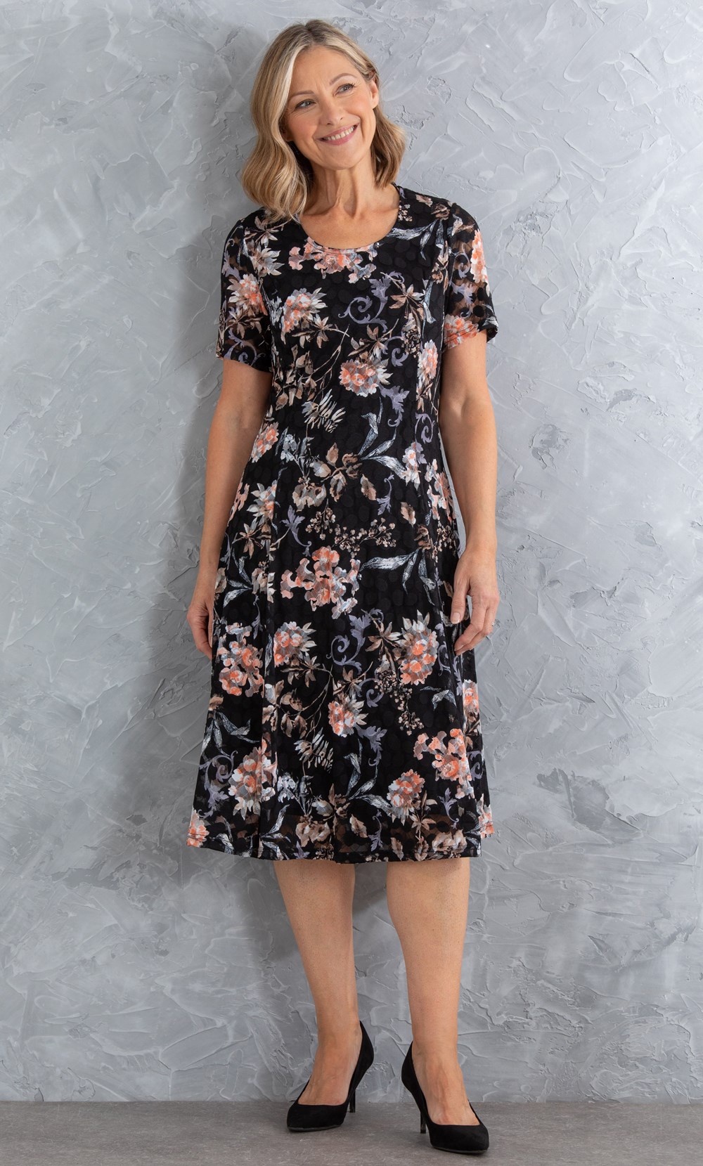 Anna Rose Floral Printed Lace Dress