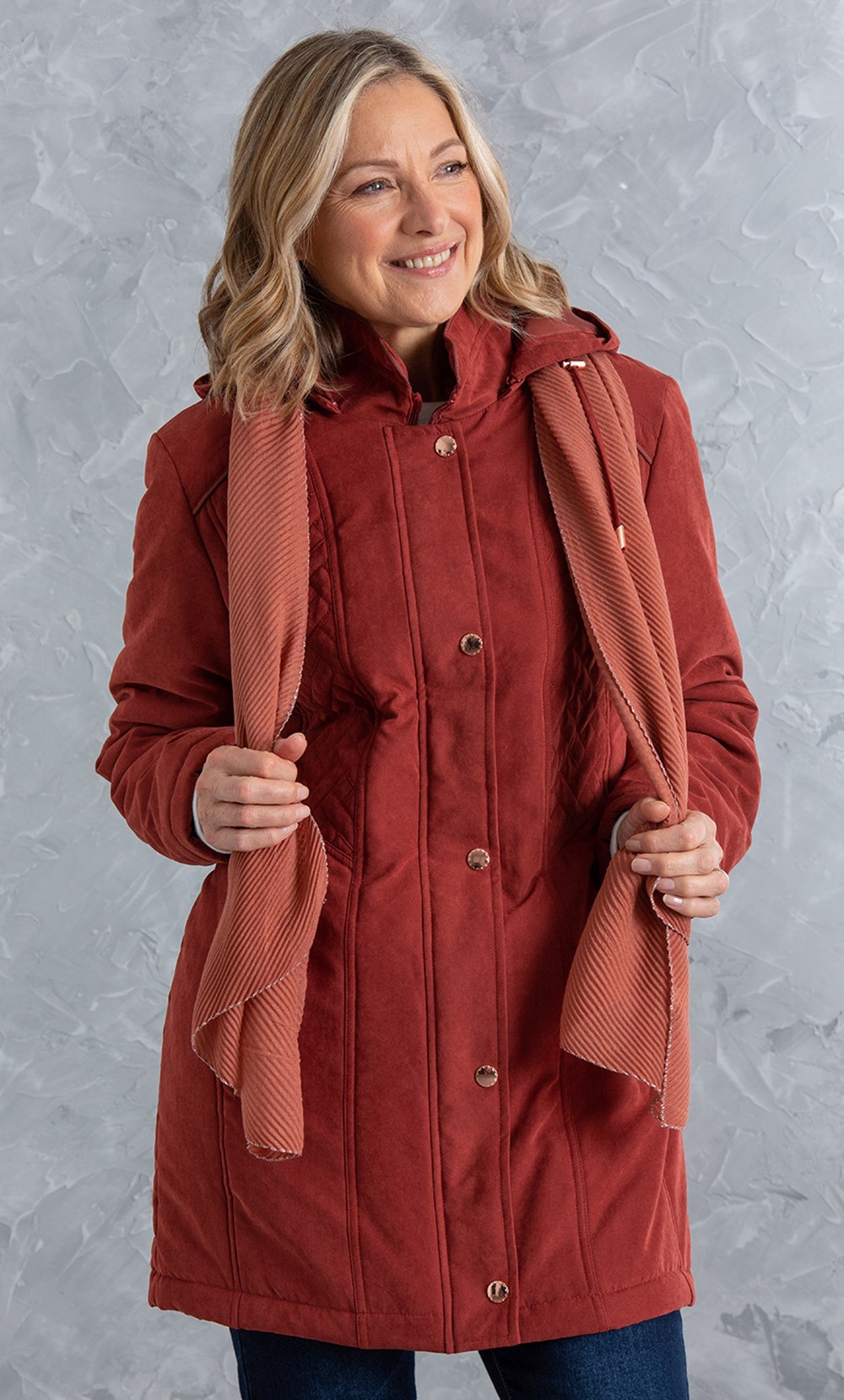 Brands - Anna Rose Anna Rose Parka With Scarf Rust Women’s