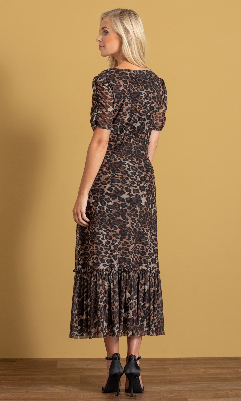 Animal Print Mesh Midaxi Dress