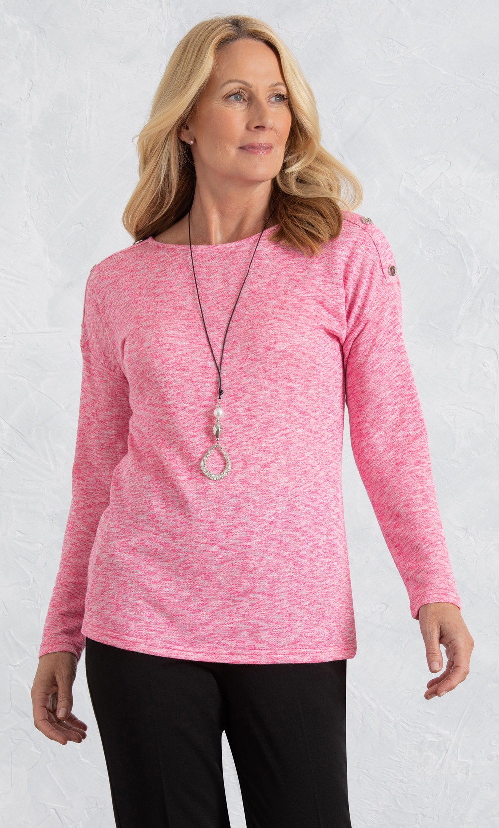 Anna Rose Shimmer Knit Top With Necklace