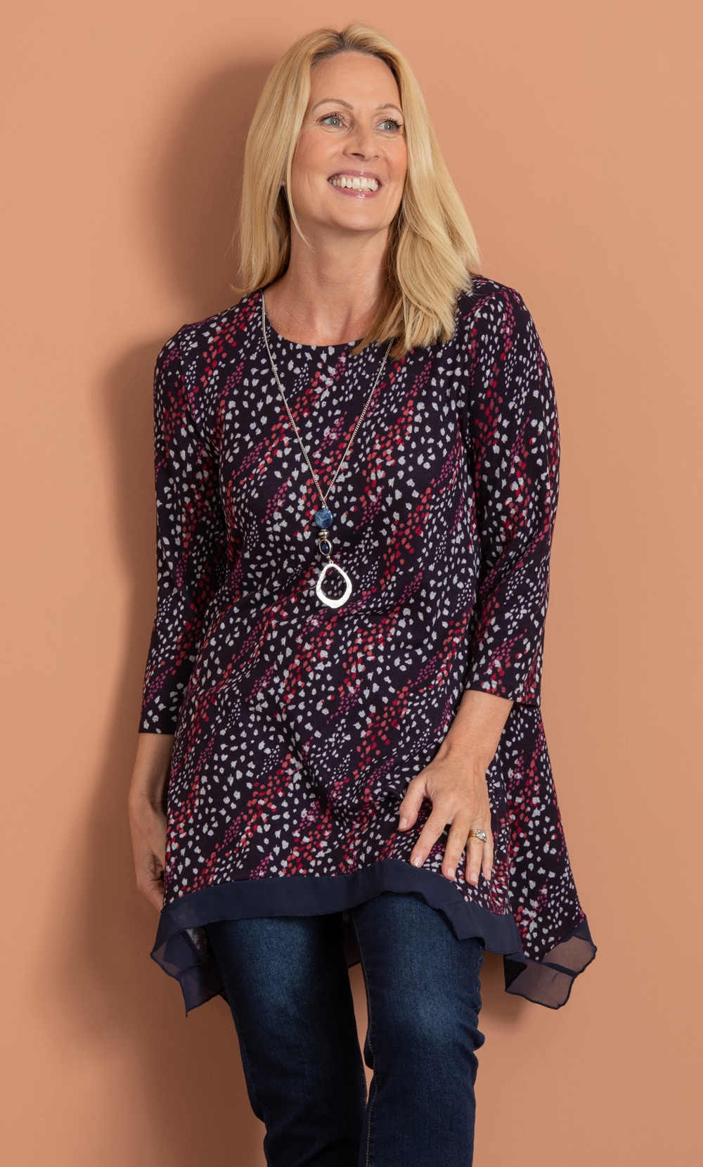 Anna Rose Brushed Knit Tunic With Necklace