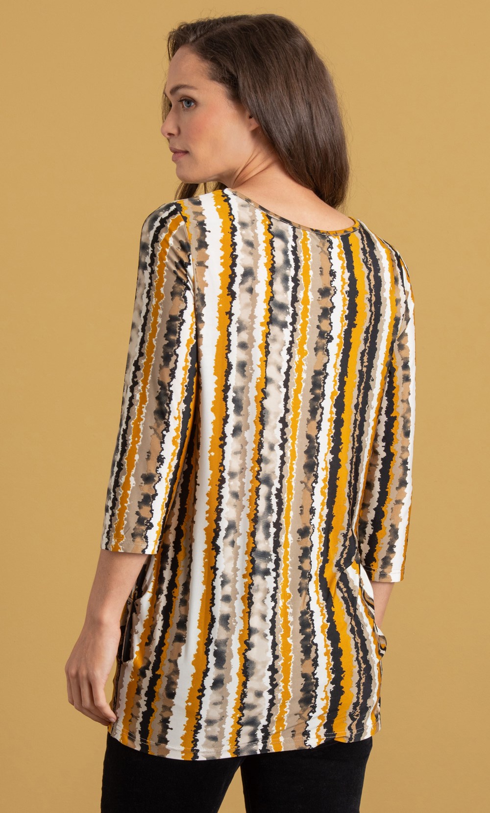 Stripe Print Ruched Tunic Top