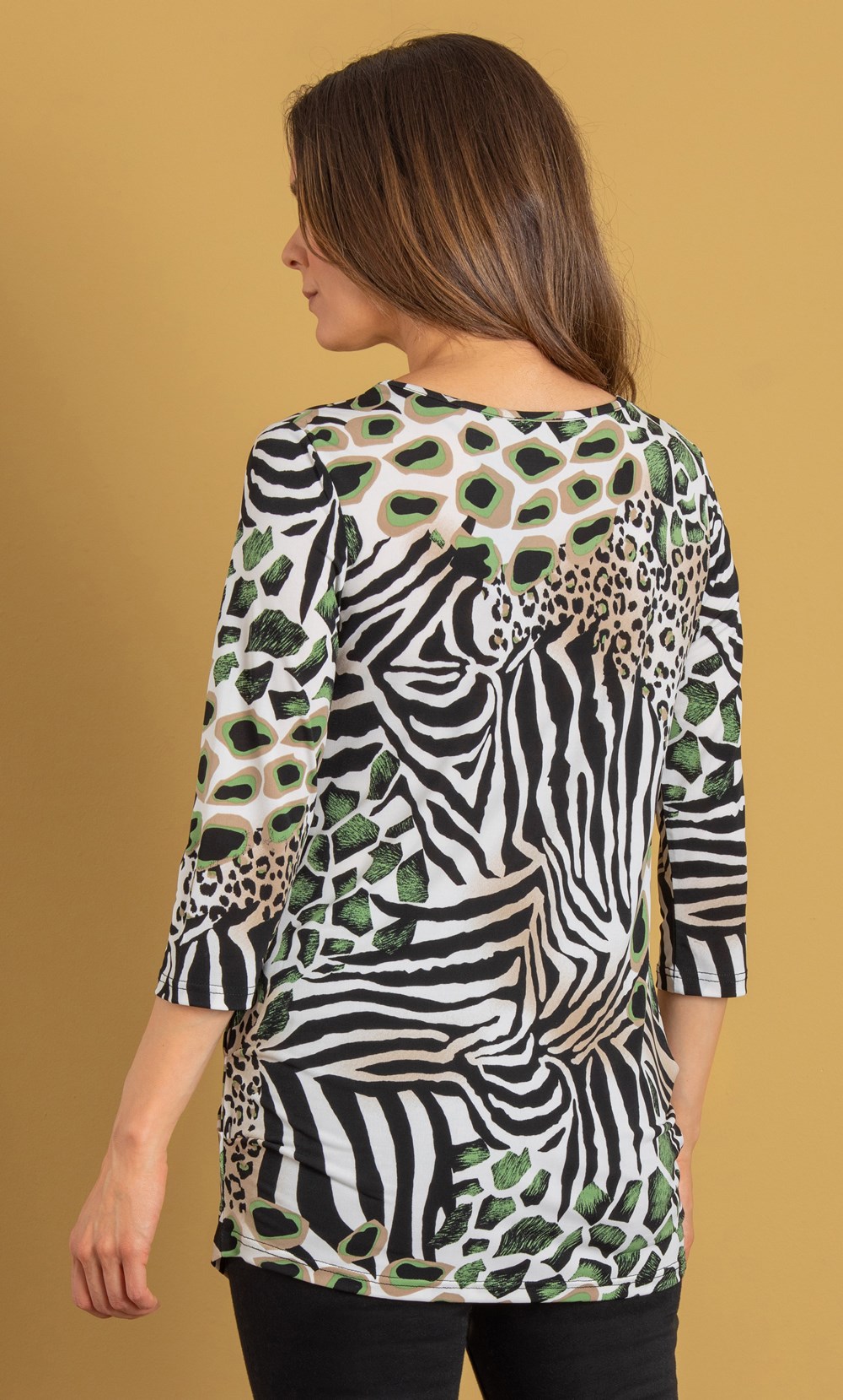 Animal Mix Printed Ruched Tunic Top