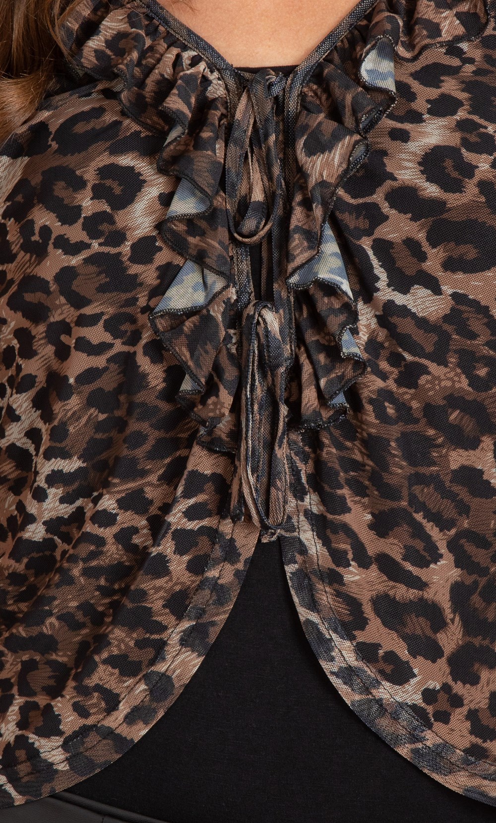 Tie Front Animal Print Mesh Cover Up