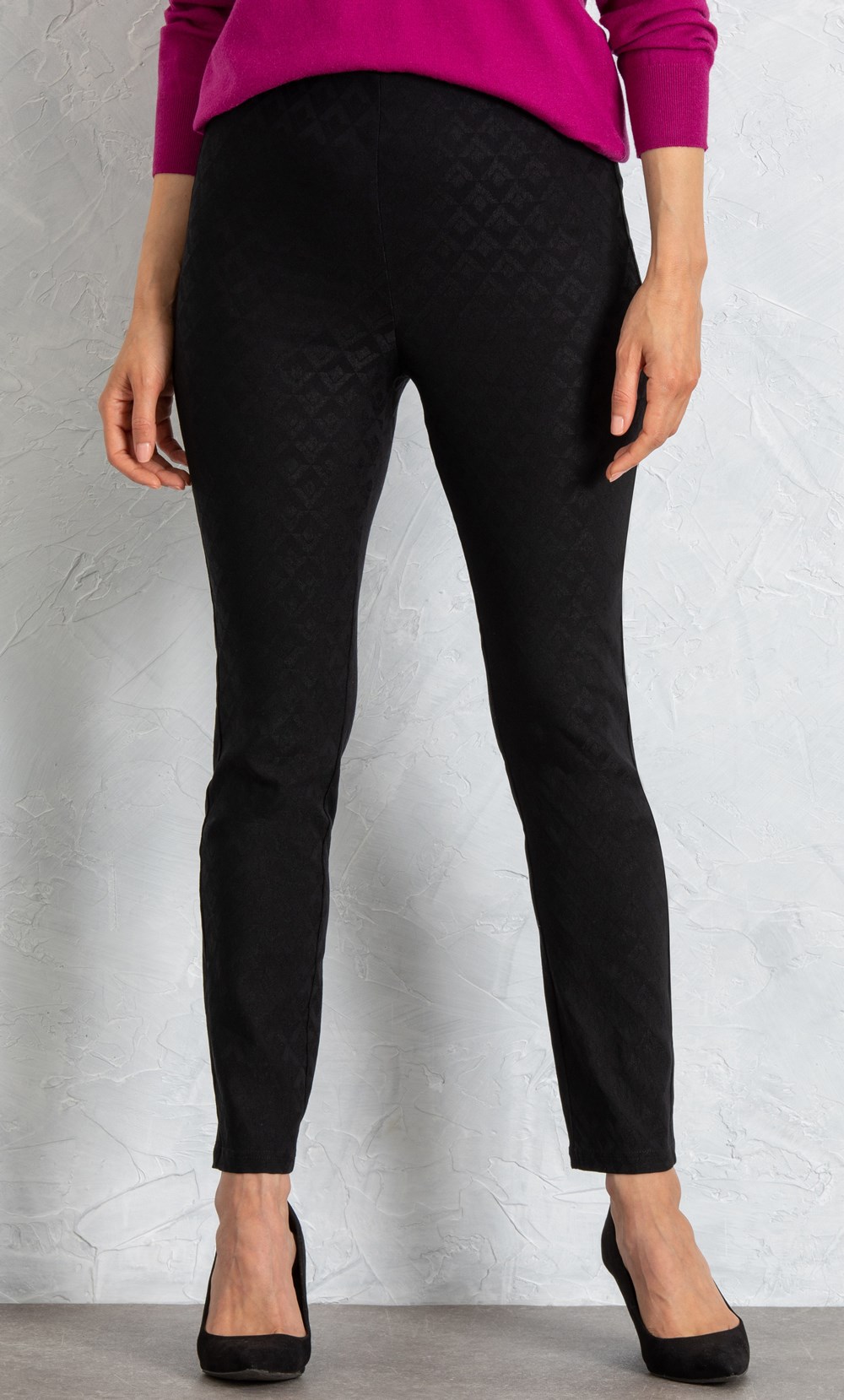 Slim Leg Stretch Jacquard Trousers