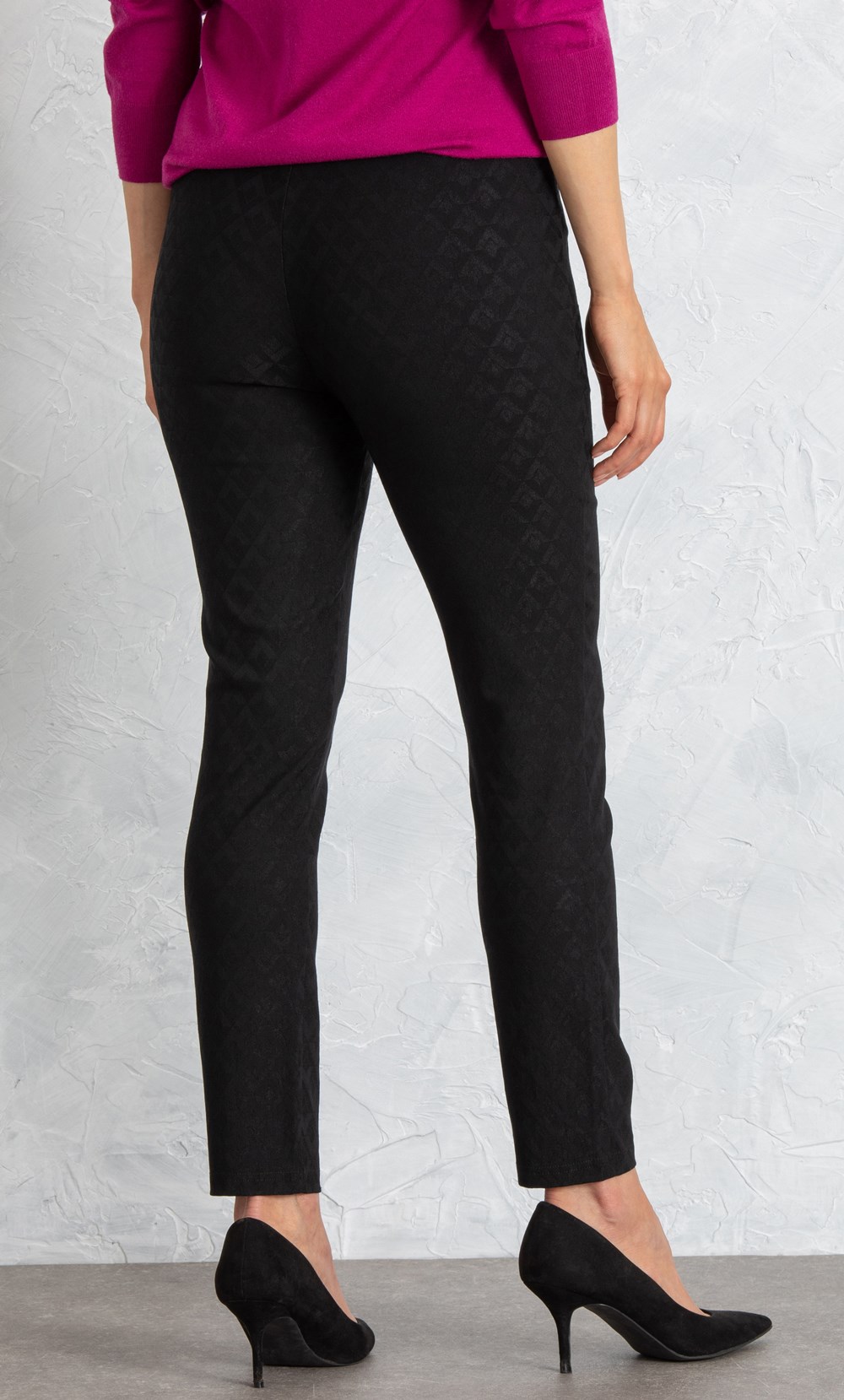 Slim Leg Stretch Jacquard Trousers