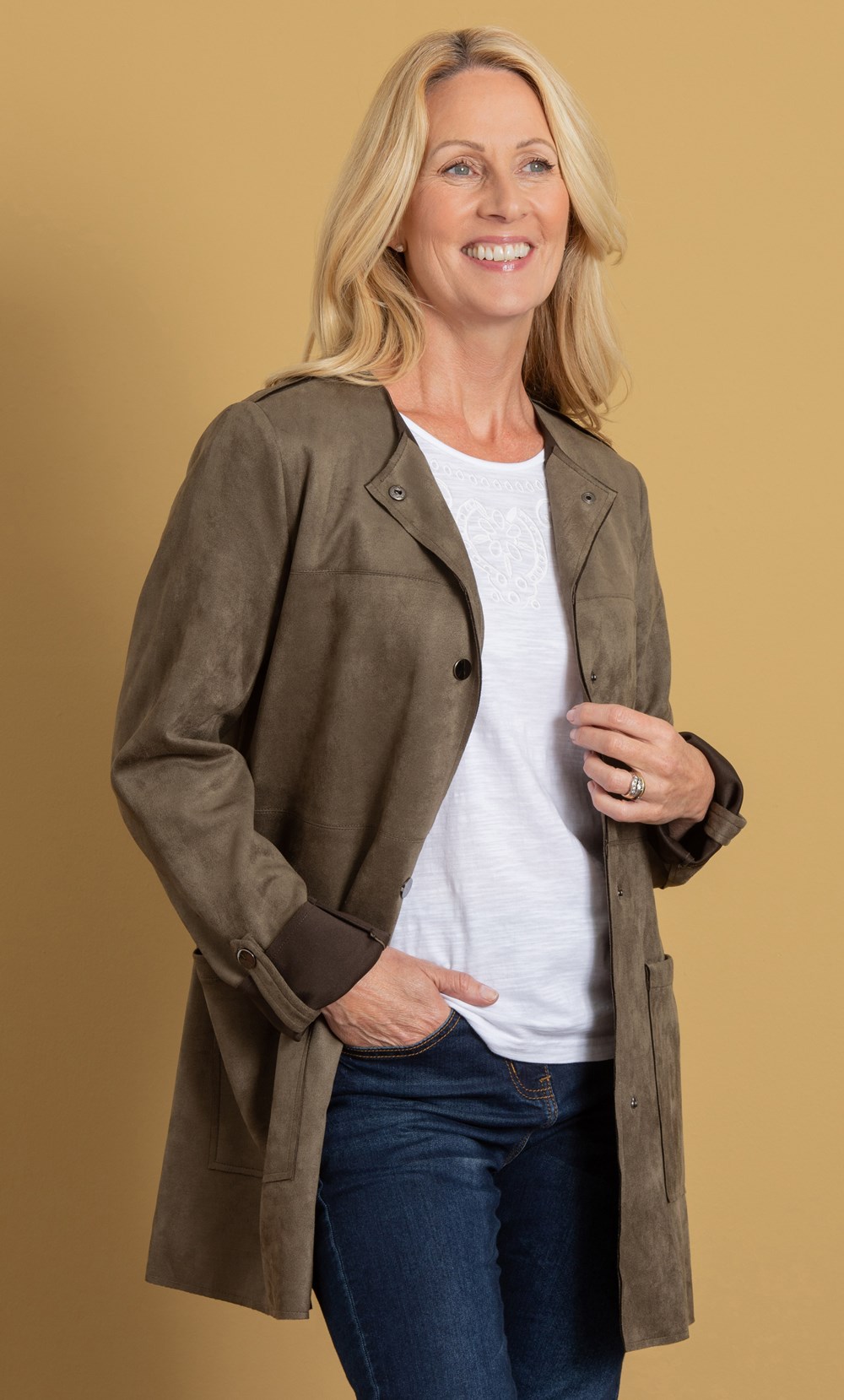 Anna Rose Patch Pocket Suedette Jacket