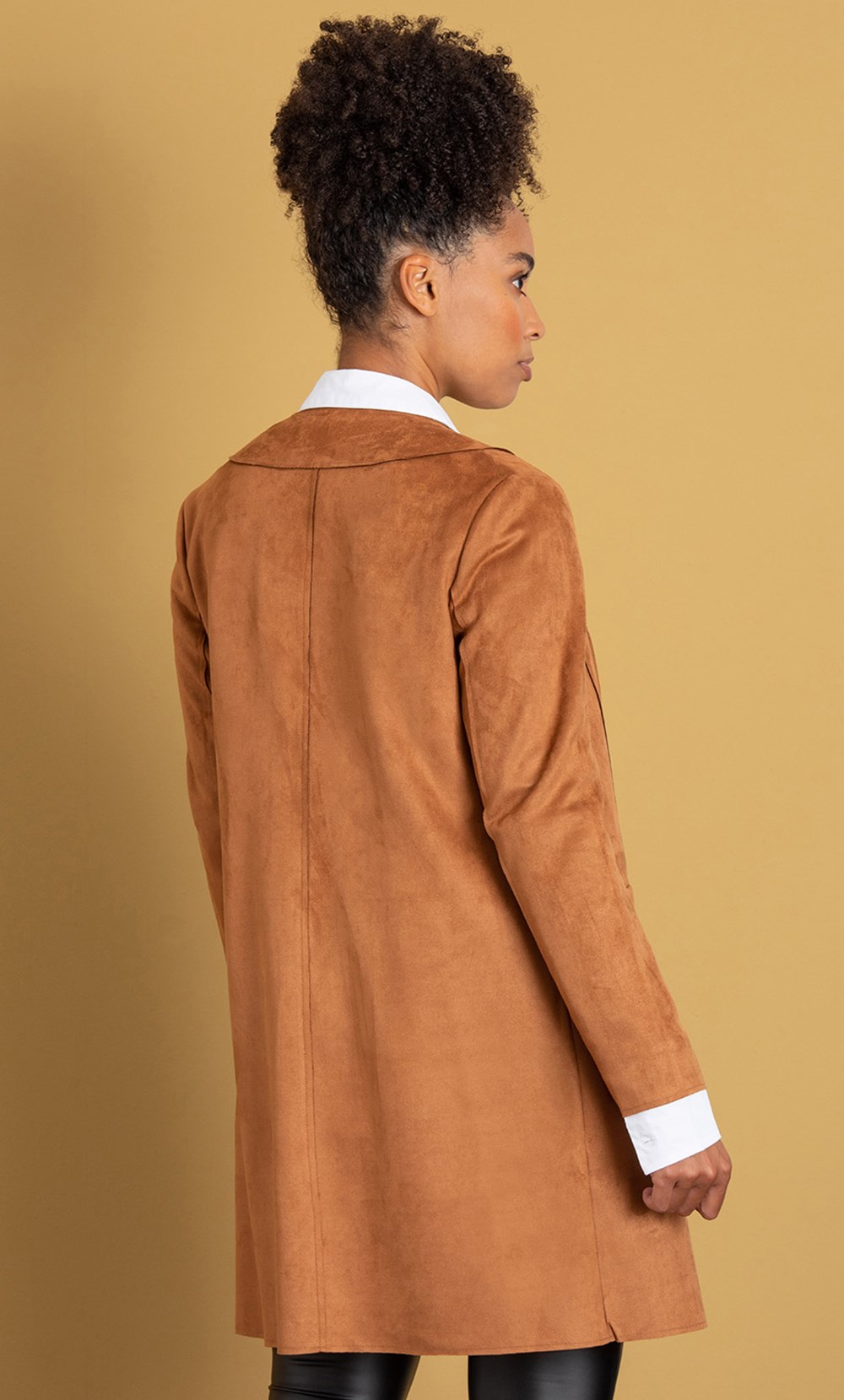 Suedette Open Front Longline Jacket