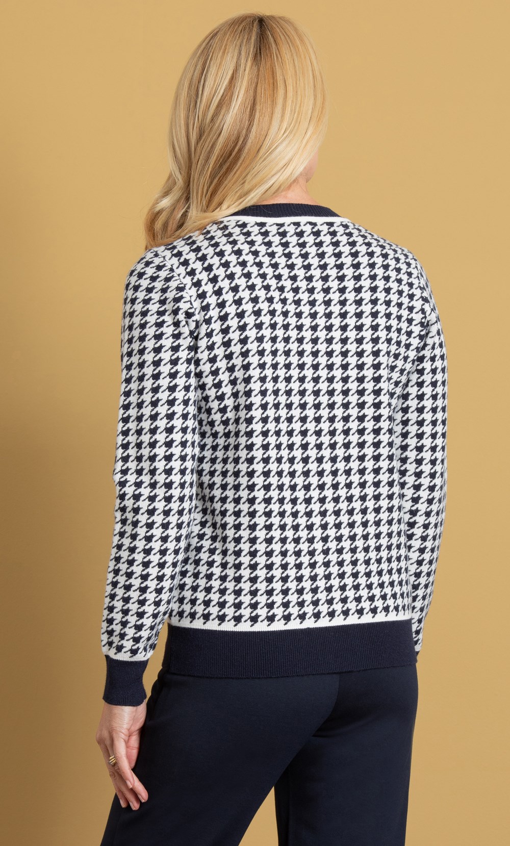 Anna Rose Dogtooth Zip Cardigan