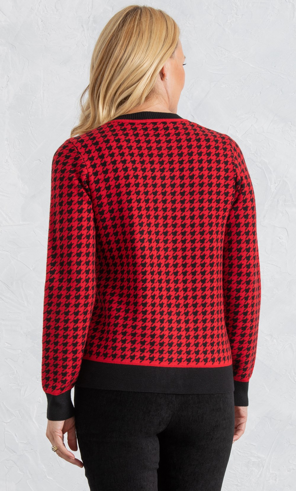 Anna Rose Dogtooth Zip Cardigan