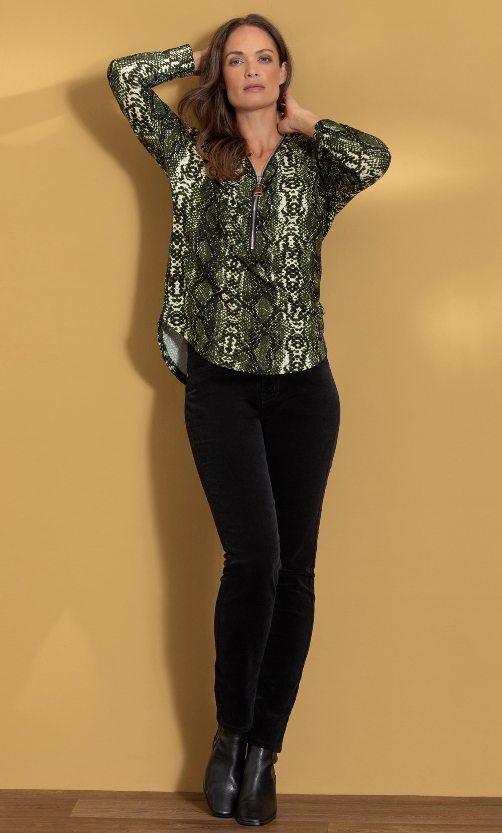 Snake Print Knitted Tunic Top