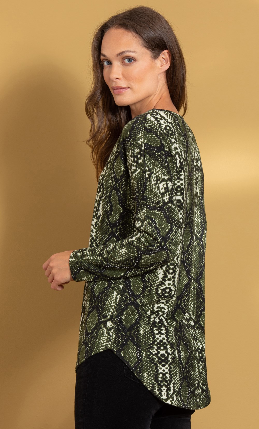 Snake Print Knitted Tunic Top