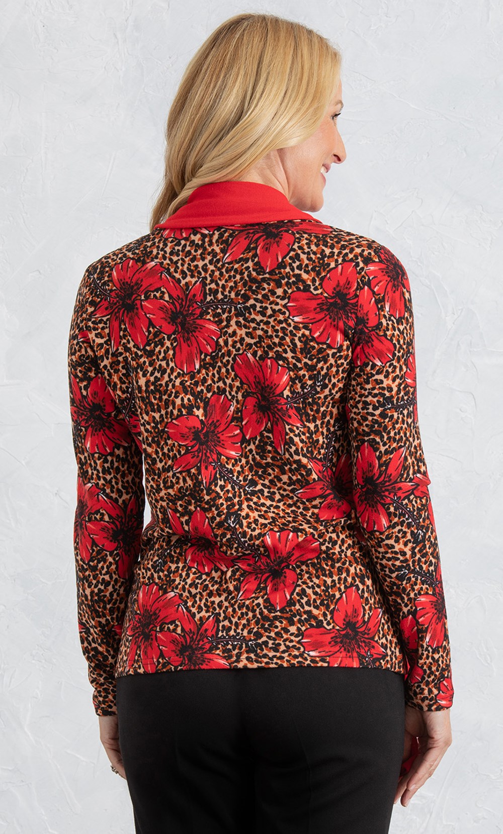 Anna Rose Floral And Animal Print Top With Scarf