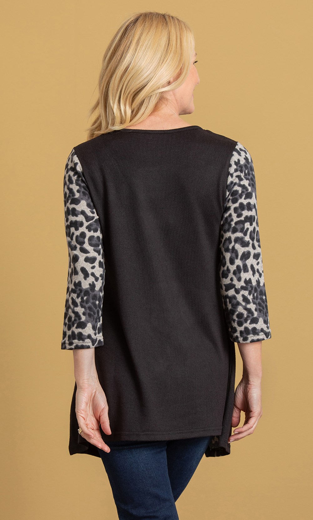 Anna Rose Animal Patchwork Knit Tunic Top