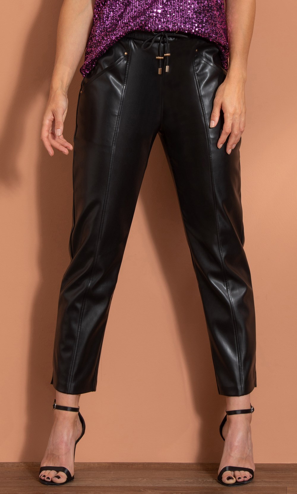 Faux Leather Joggers