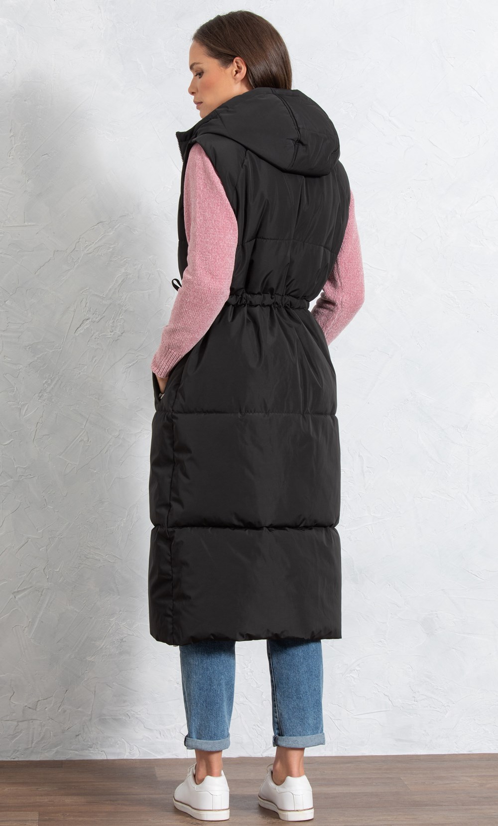 Longline Hooded Padded Gilet