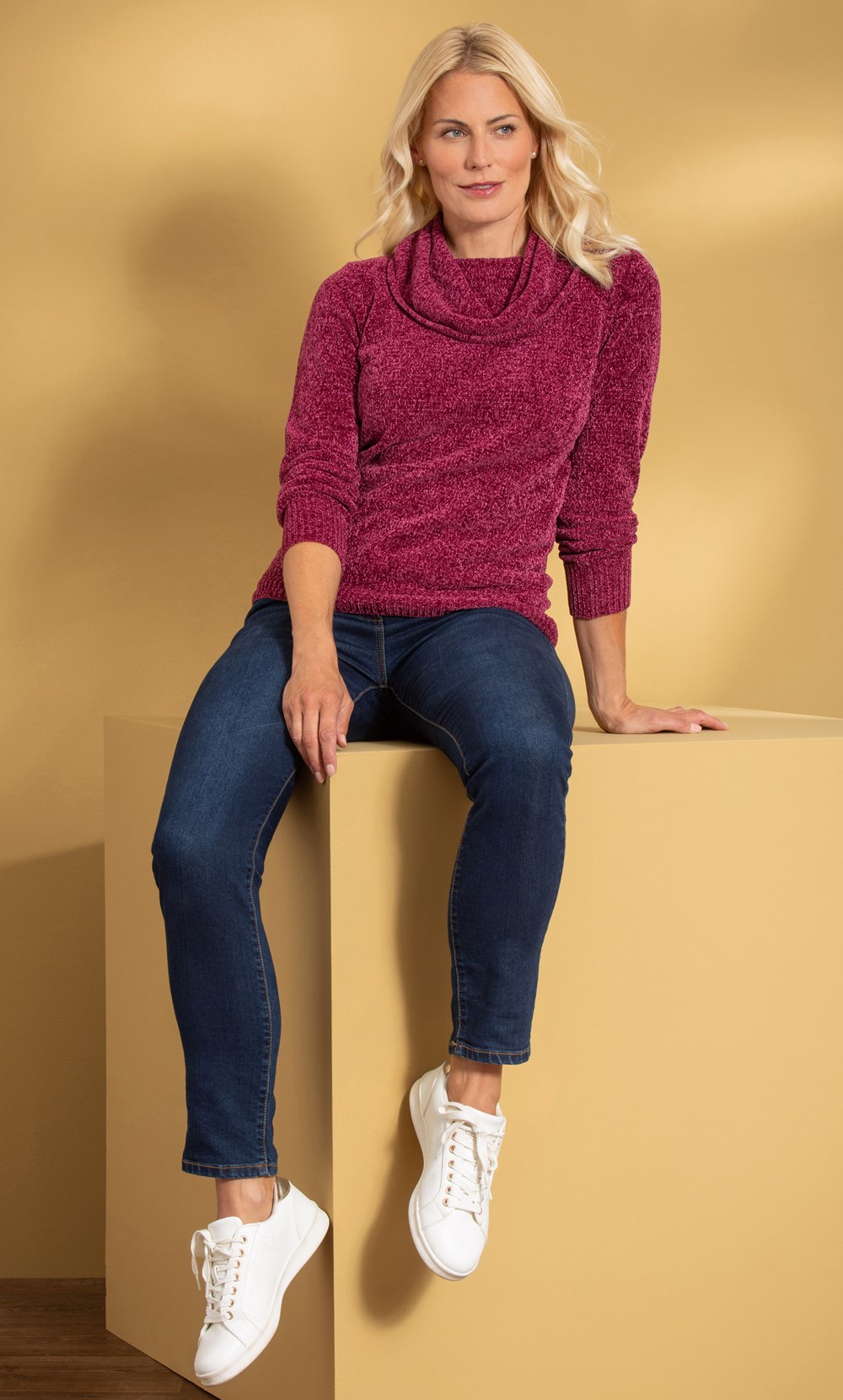 Cowl Neck Long Sleeve Chenille Top