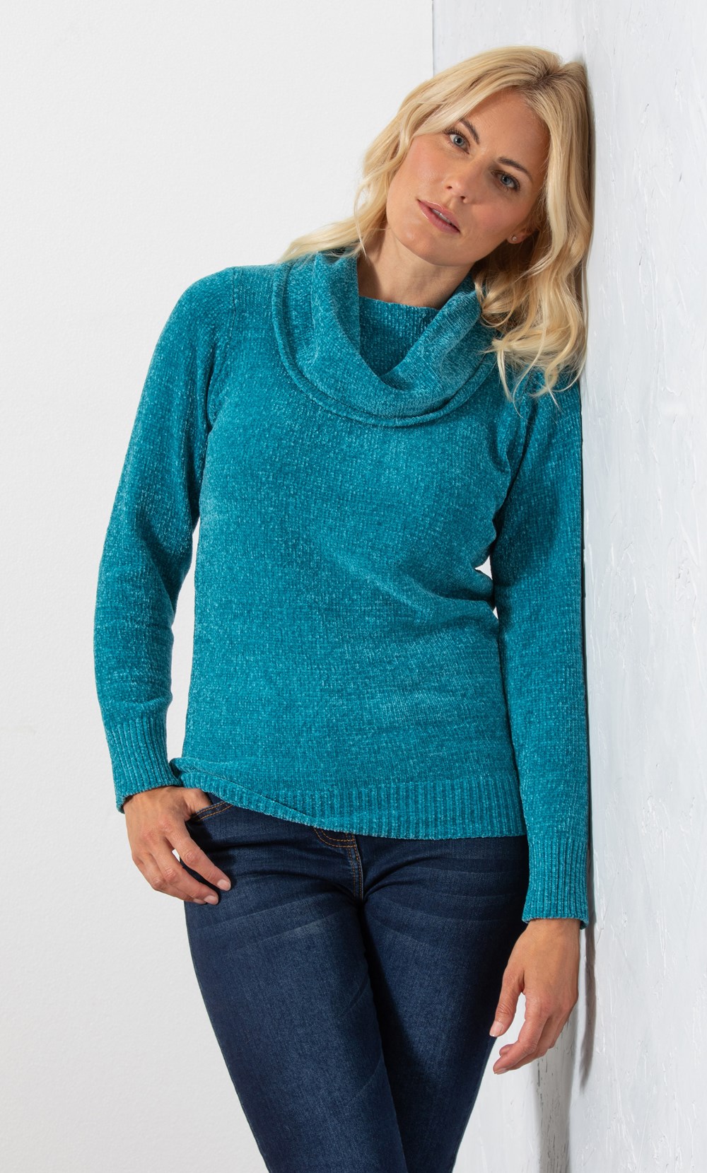 Cowl Neck Long Sleeve Chenille Top