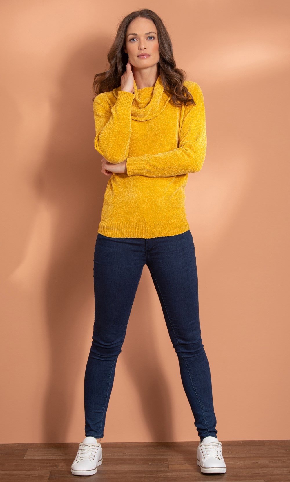 Cowl Neck Long Sleeve Chenille Top