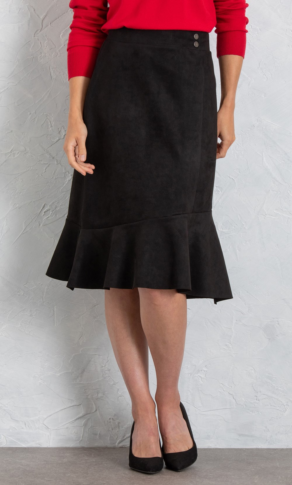 Suedette Fluted Pull On Skirt