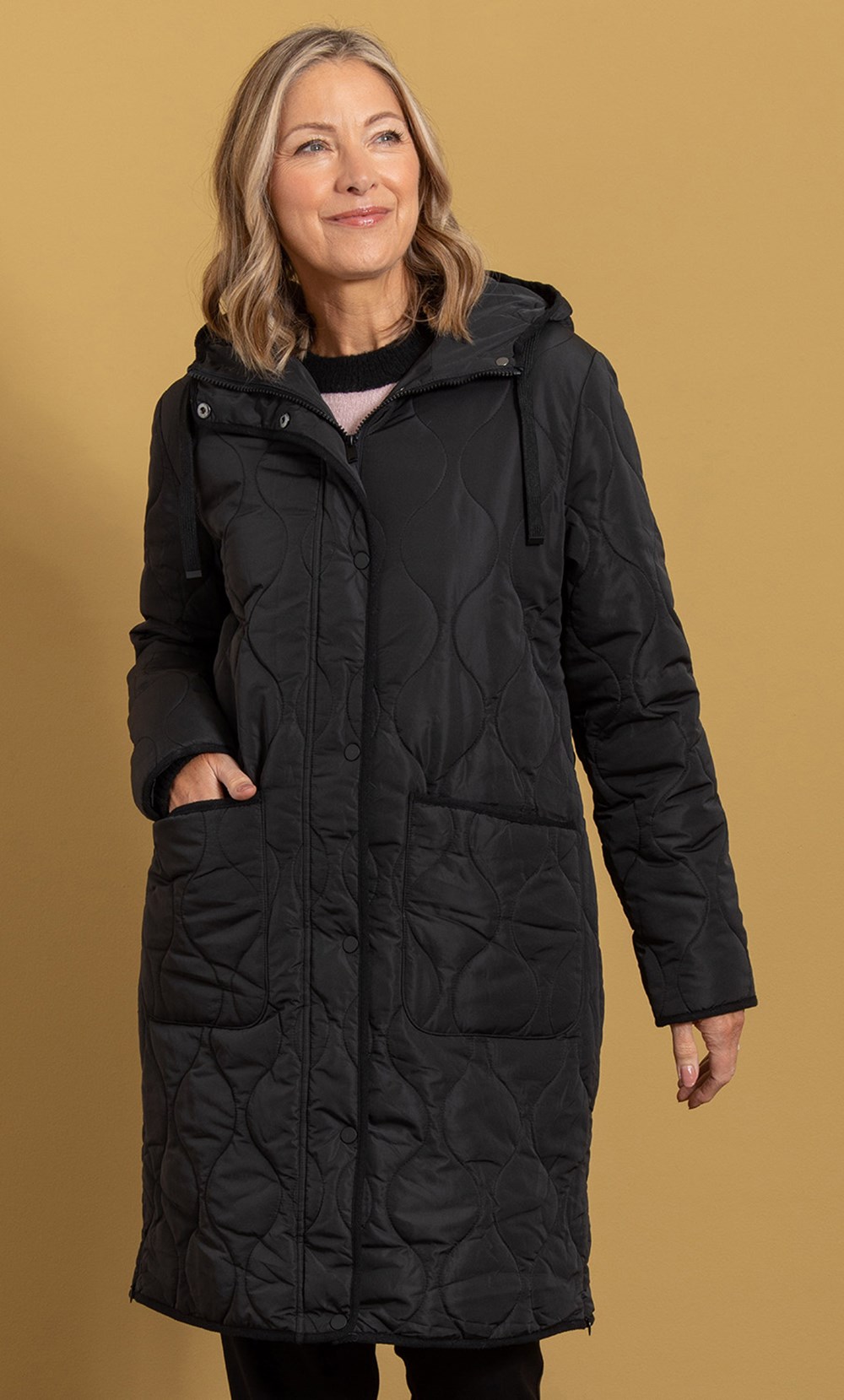 Brands - Anna Rose Anna Rose Hooded Quilted Coat Black Women’s