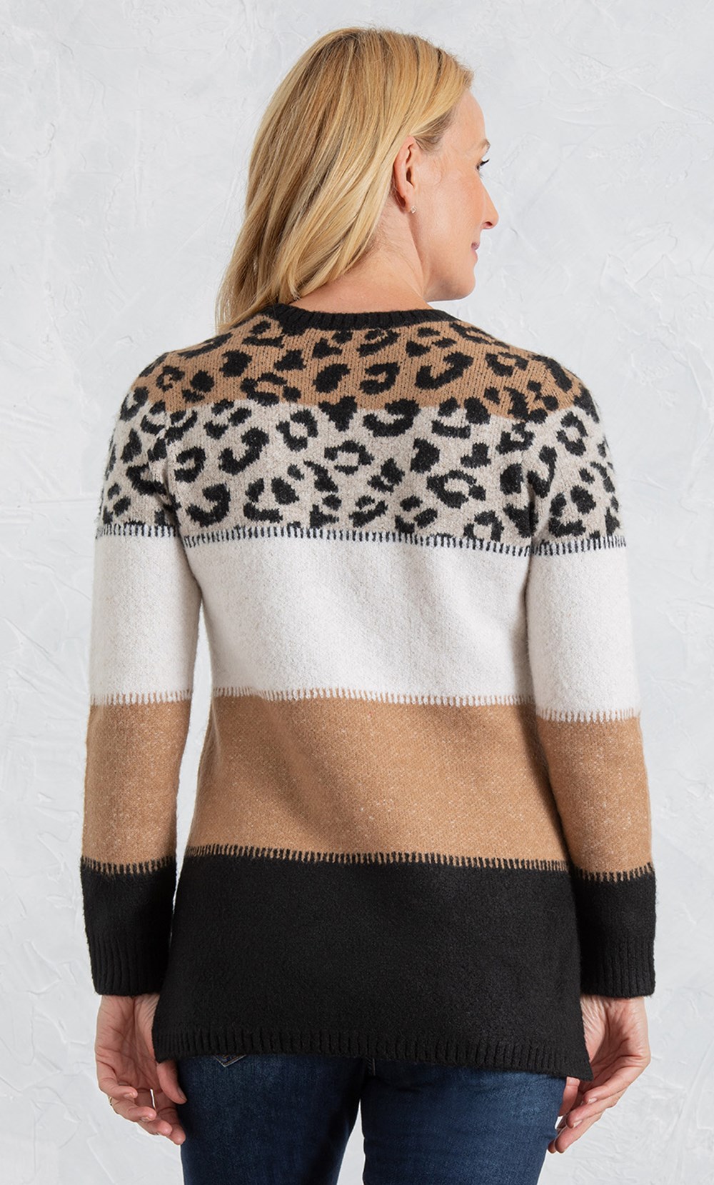 Anna Rose Animal And Stripe Knit Top