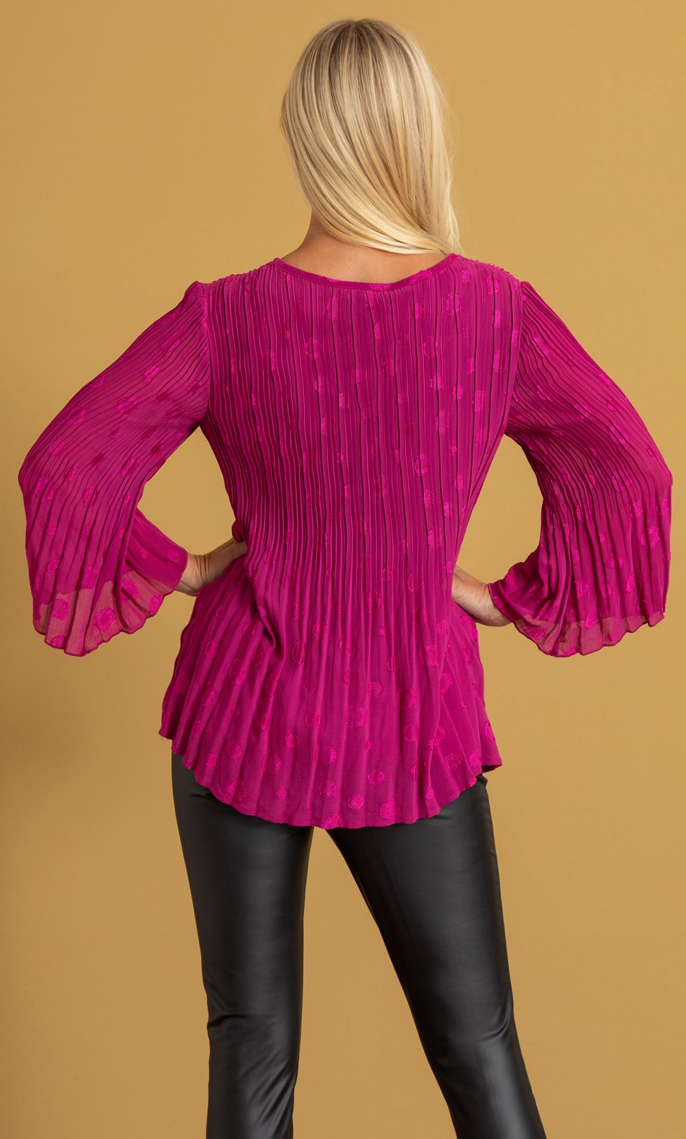 Jacquard Effect Pleated Georgette Top