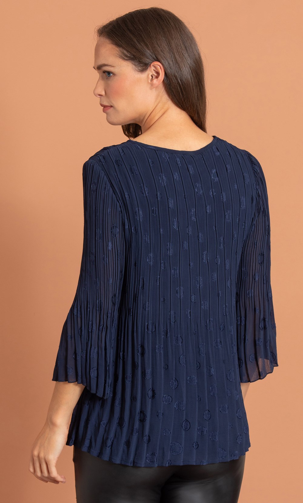 Jacquard Effect Pleated Georgette Top