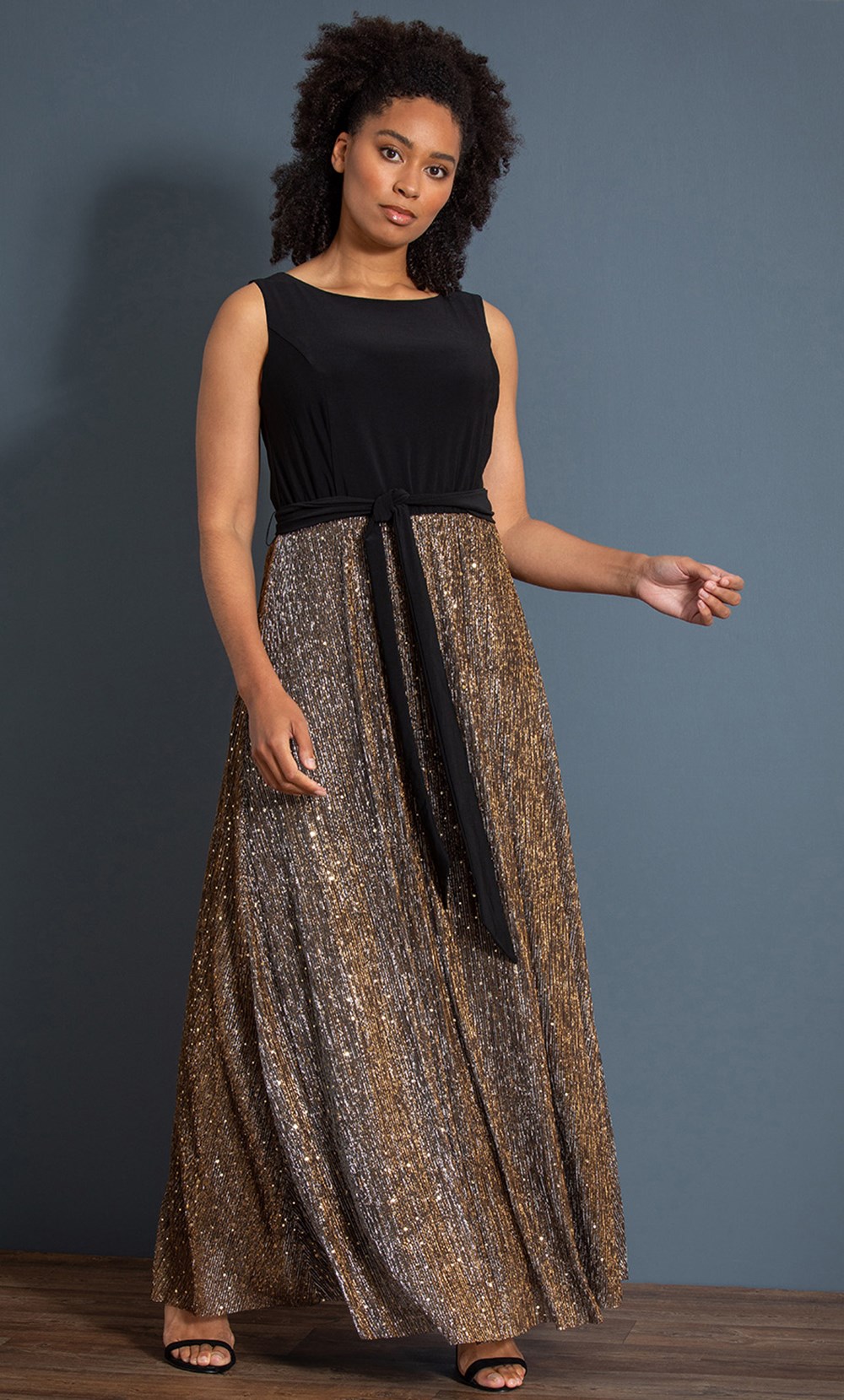 Sleeveless Shimmer Maxi Dress