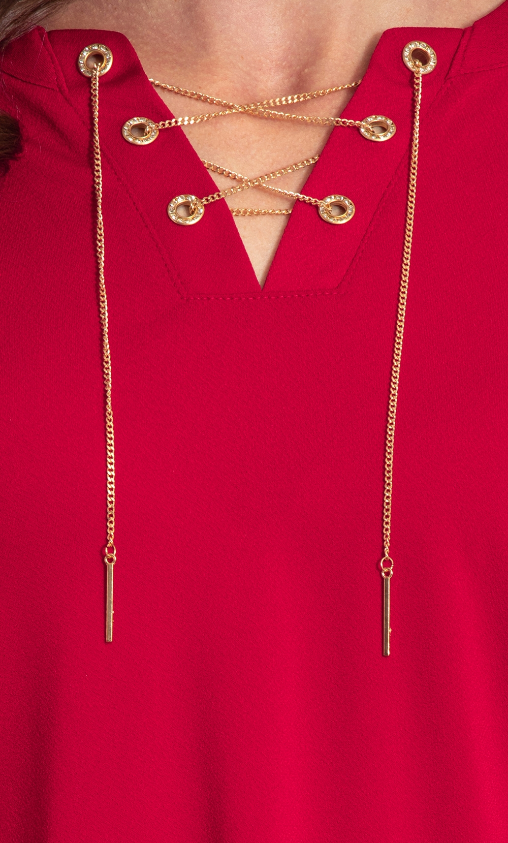 Eyelet Chain Trim Top