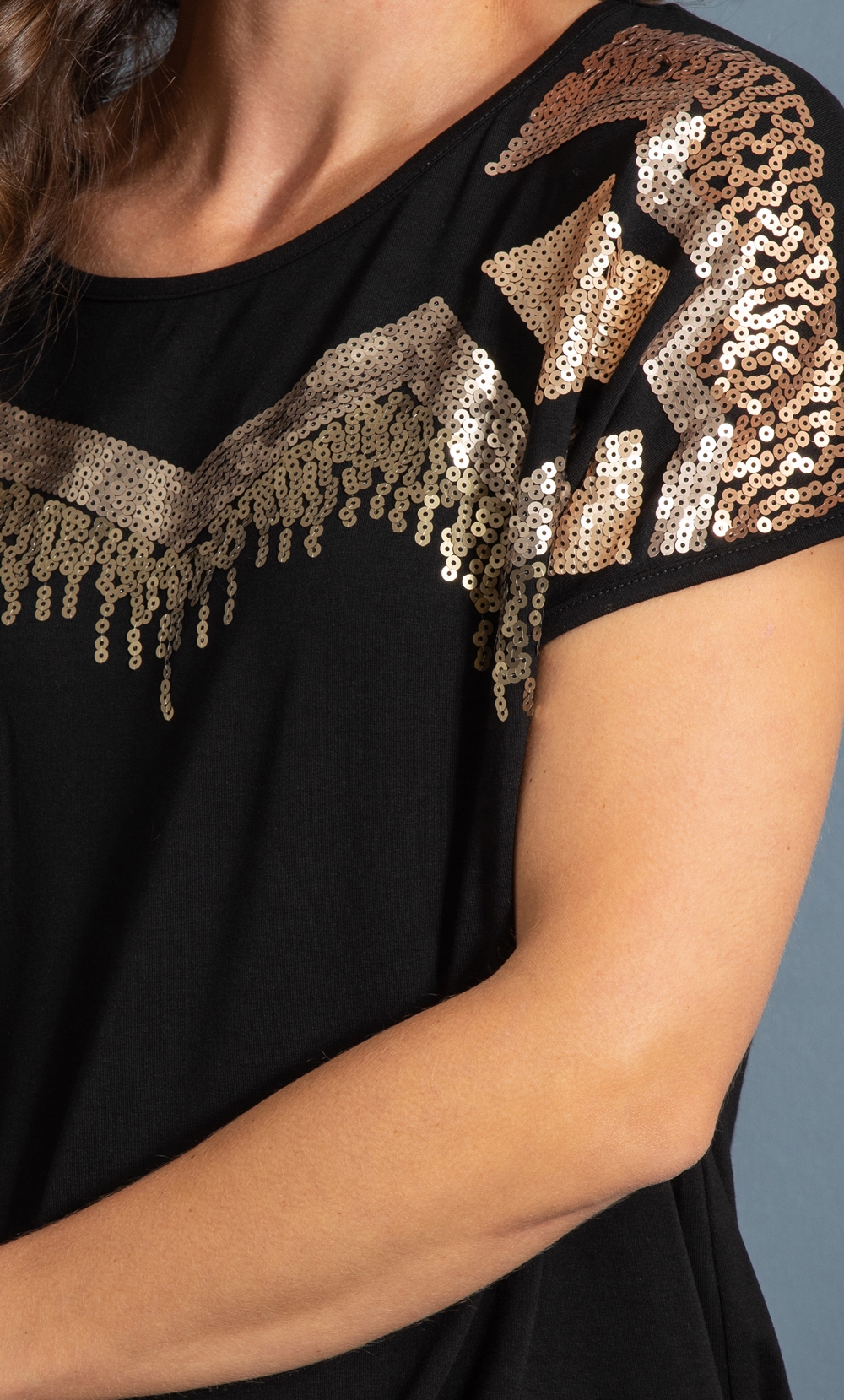 Sequin Embellished Jersey Top